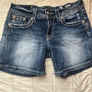 Miss me y2k boyfriend Mid-Rise Denim Women’s Shorts with rhinestones 98% cotton
